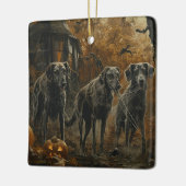 Hund Halloween Night Doggy Delight Keramikornament (Links)