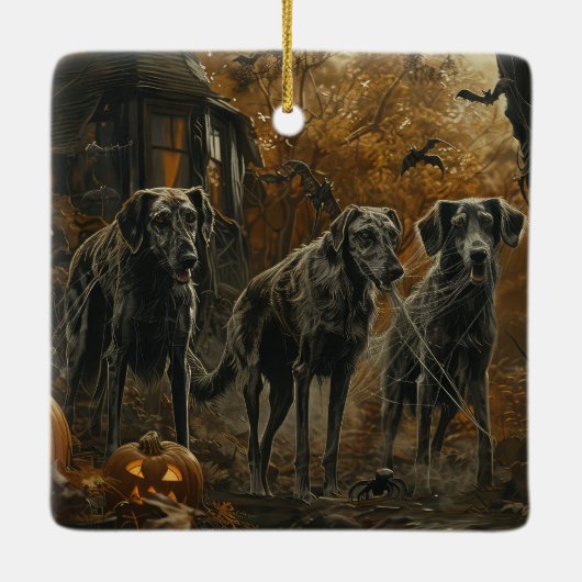 Hund Halloween Night Doggy Delight Keramikornament (Rückseite)