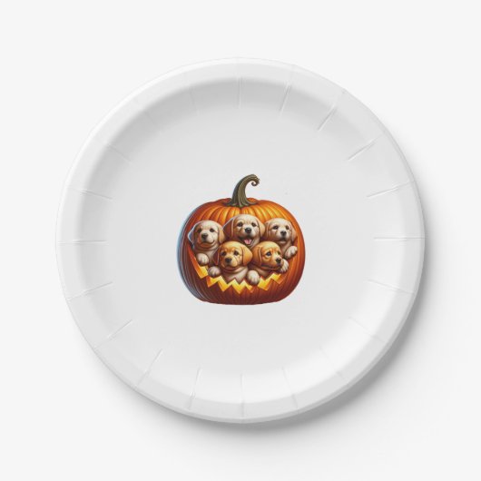 Hund Halloween Pappteller (Vorderseite)