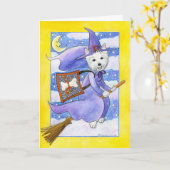 Hund Halloweens Westie Karte (Gelbe Blume)