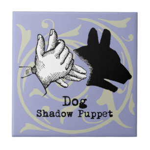 Hund-Handpuppen-Schatten-Spiele Vintage Fliese