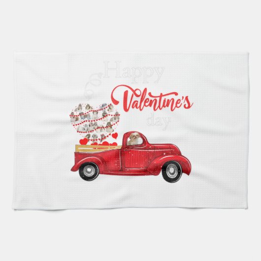 Hund| Happly Valentine Day Ship Tzu Geschirrtuch (Horizontal)