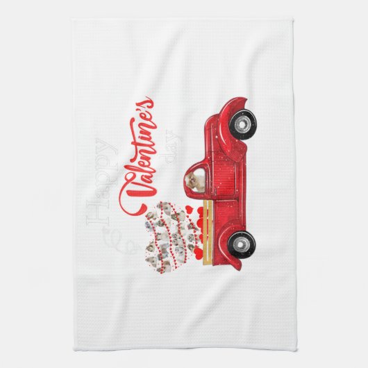 Hund| Happly Valentine Day Ship Tzu Geschirrtuch (Vertikal)