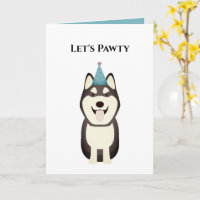 Hund Happy Birthday Card, lass's Pawty Husky