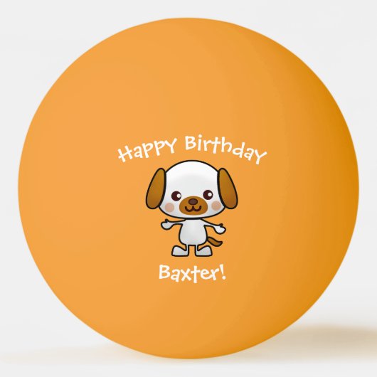 Hund Happy Birthday Individuelle Name Geschenk Tischtennisball (Rückseite)