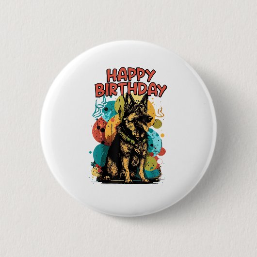 Hund Happy Birthday Party Shep Clot Button (Vorderseite)