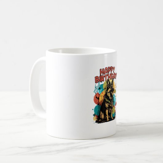Hund Happy Birthday Party Shep Clot Kaffeetasse (Vorderseite Links)