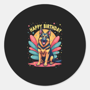Hund Happy Birthday Party Shep Clot Runder Aufkleber