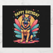 Hund Happy Birthday Party Shep Clot Schaumweinetikett (Einzelnes Label)