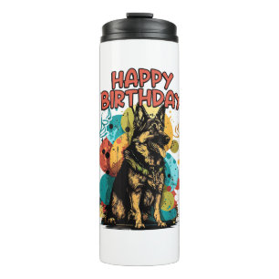 Hund Happy Birthday Party Shep Clot Thermosbecher