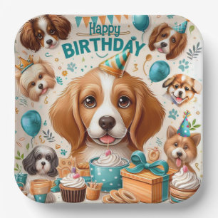 Hund Happy Birthday Tableware Pappteller
