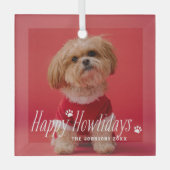 Hund Happy Howlidays Pet Holiday Foto Ornament Aus Glas (Vorderseite)