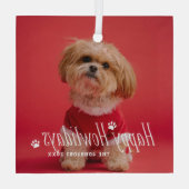 Hund Happy Howlidays Pet Holiday Foto Ornament Aus Glas (Rückseite)