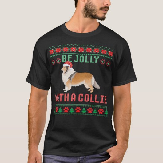Hund hässlicher Weihnachtspullover Sei fröhlich mi T-Shirt (Vorderseite)