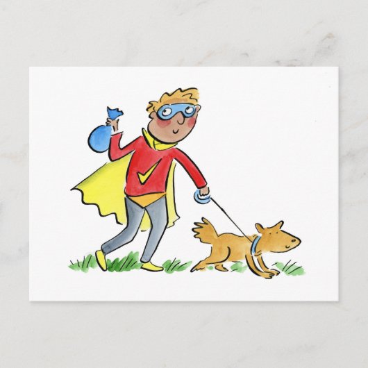 Hund-Held Postkarte (Vorderseite)