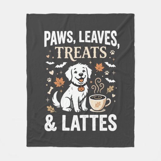 Hund Herbst Latte Halloween Fleecedecke (Vorderseite)