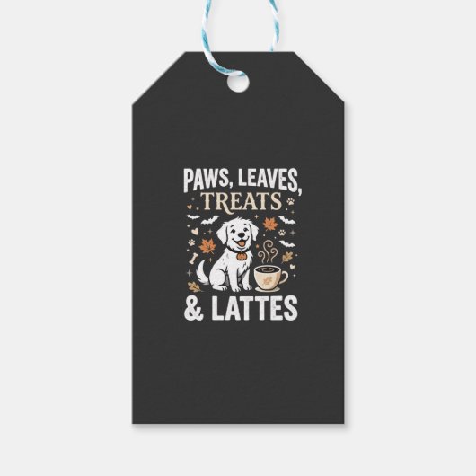 Hund Herbst Latte Halloween Geschenkanhänger (Vorderseite)