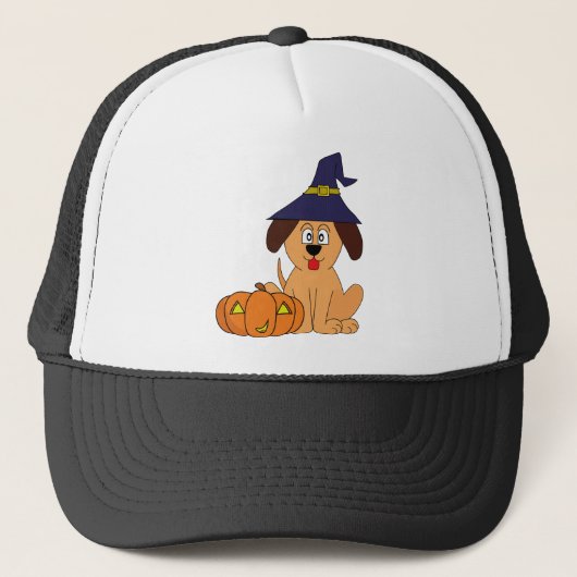 Hund Hexe Pumpkin Halloween Truckerkappe (Vorderseite)