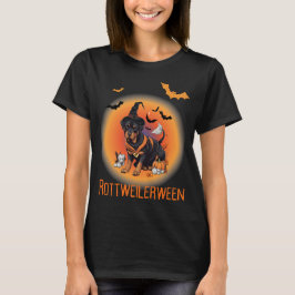 Hund Hexe Rottweiller Halloween T-Shirt