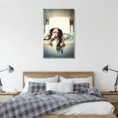 Hund hilft beim Waschen Leinwanddruck (Insitu (Schlafzimmer))