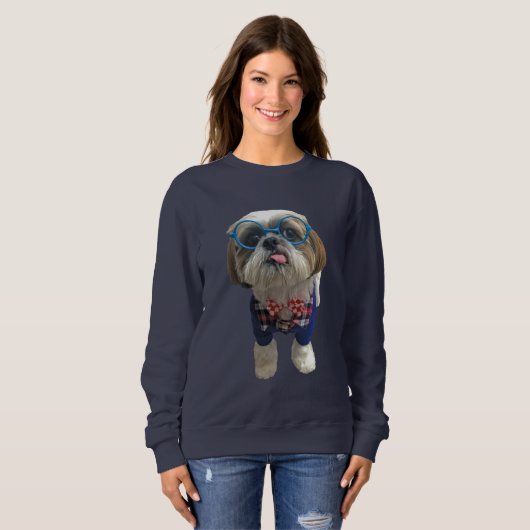 Hund HipsterShih Tzu Sweatshirt (Vorne ganz)