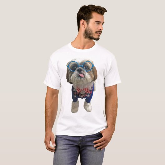 Hund HipsterShih Tzu T-Shirt (Vorne ganz)