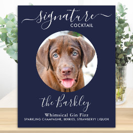 Hund Hochzeit Unterschrift Cocktail Navy Blau Poster