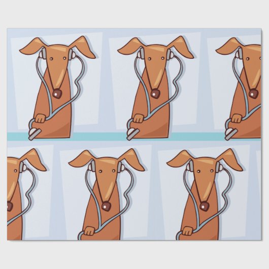 Hund Hört auf Musik Funny Kopfhörer Pup Geschenkpapier (Flach)