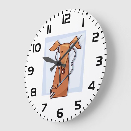 Hund Hört auf Musik Funny Kopfhörer Pup Große Wanduhr (Winkel)