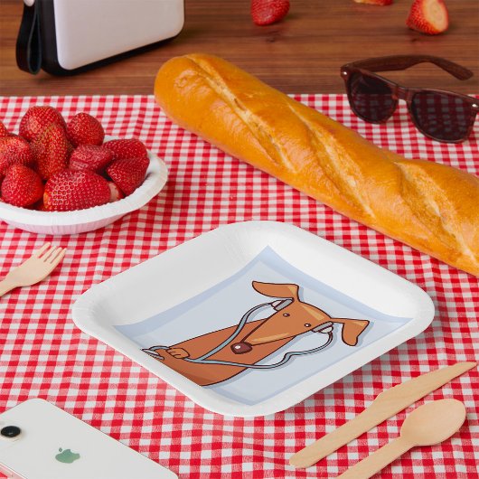 Hund Hört auf Musik Funny Kopfhörer Pup Pappteller