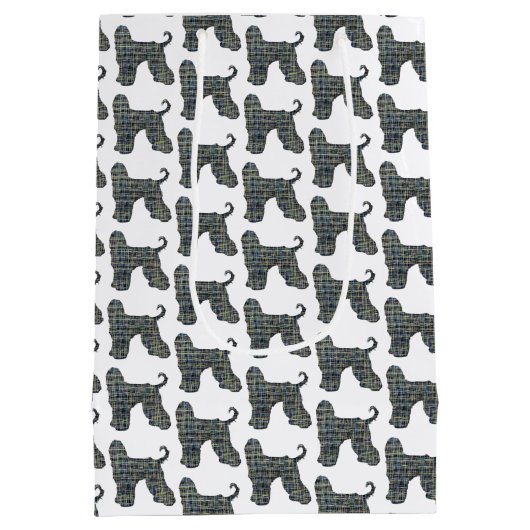 Hund-Hund aus afghanischer Silhouette Weiß Mittlere Geschenktüte (Rückseite)