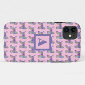 Hund-Hund-Rosa und Monogramm der Lila Silhouette Case-Mate iPhone Hülle (Rückseite (Horizontal))