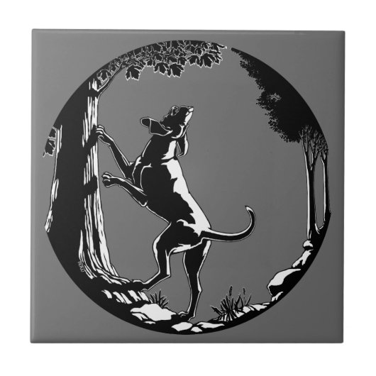 Hund Hunde Keramik Tile Jägerdekor Fliese (Vorderseite)