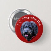 Hund I Liebe Shepadoodles Rot und Weiß Taste Button (Vorne & Hinten)