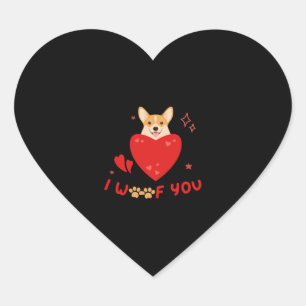 Hund I Woof You Valentinstag Geschenk Herz-Aufkleber