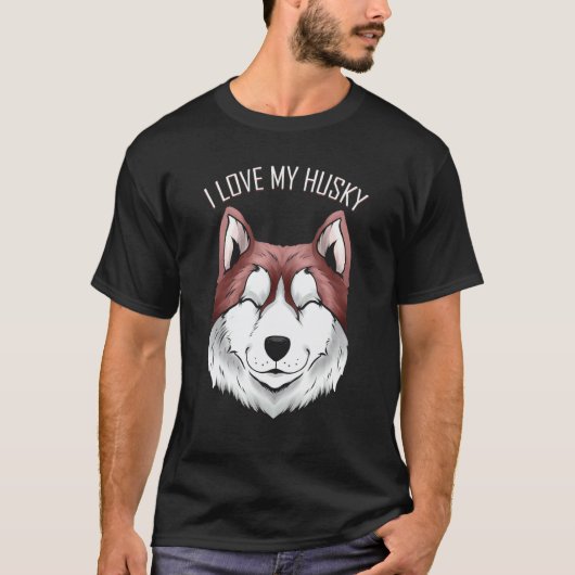 Hund Ich Liebe Meinen Husky T-Shirt (Vorderseite)