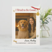 Hund ich versuchte, individualisierbares Foto Feiertagskarte (Stehend Vorderseite)