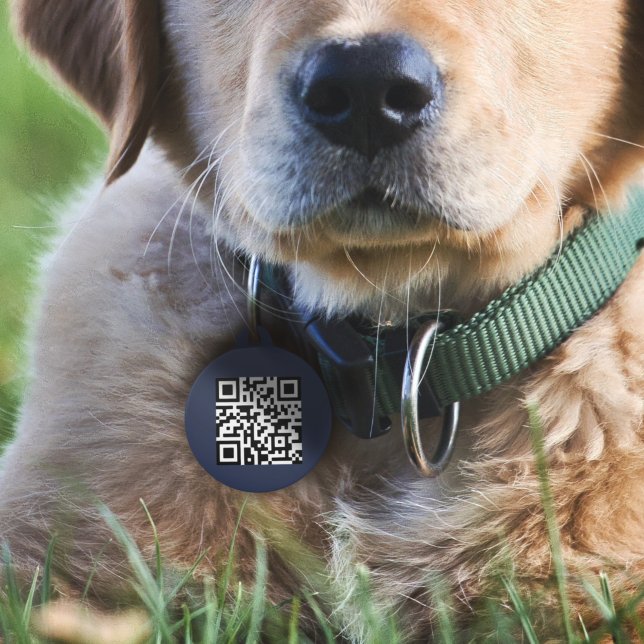Hund-ID QR-Code | Navy Blue Scannable if Love Haustiermarke (Von Creator hochgeladen)