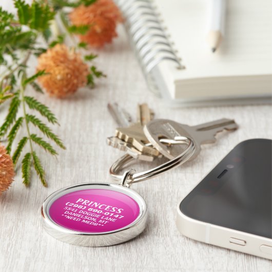 Hund-ID-Tag - rosa Glanz Schlüsselanhänger (Seite)
