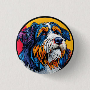 Hund illustriert lebendige Kreativität Button