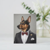 Hund im Anzug Postkarte (Stehend Vorderseite)