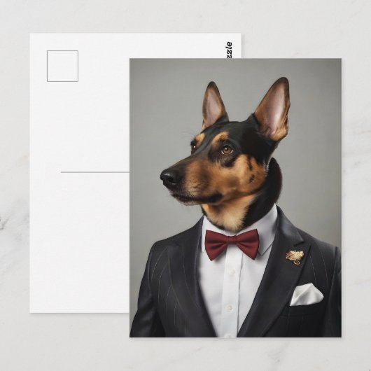 Hund im Anzug Postkarte (Vorne/Hinten)