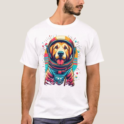 Hund im Astronautenanzug | Vintage Design T-Shirt (Vorderseite)