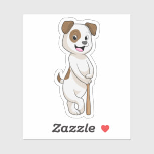 Hund im Baseball mit Baseballschläger Aufkleber