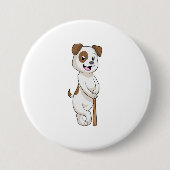 Hund im Baseball mit Baseballschläger Button (Vorderseite)