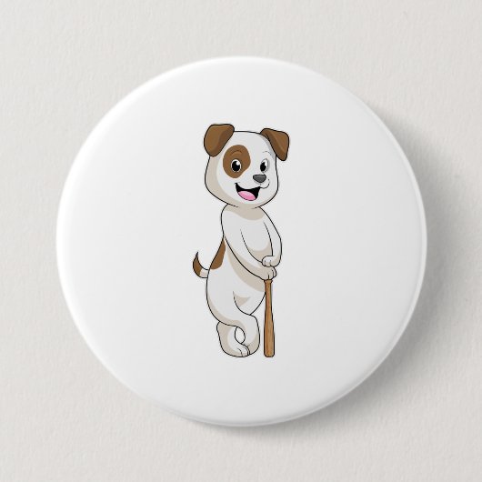 Hund im Baseball mit Baseballschläger Button (Vorderseite)