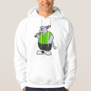 Hund im Baseball mit Baseballschläger Hoodie