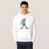 Hund im Baseball mit Baseballschläger Hoodie (Vorne ganz)