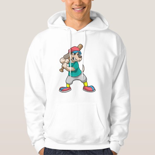 Hund im Baseball mit Baseballschläger Hoodie (Vorderseite)