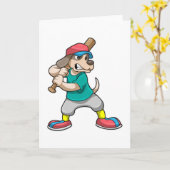 Hund im Baseball mit Baseballschläger Karte (Gelbe Blume)